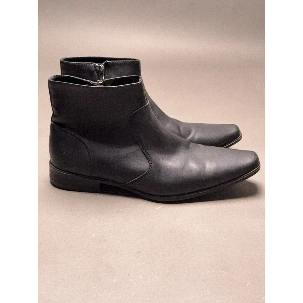 Men’s Calvin Klein Leather Boots Black Beck Zip Up 9.5 M